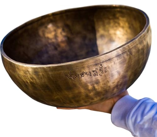 Full Moon Tibet - Juego de cuencos de meditación de cobre puro de 24 cm, hecho a mano, sonido puro