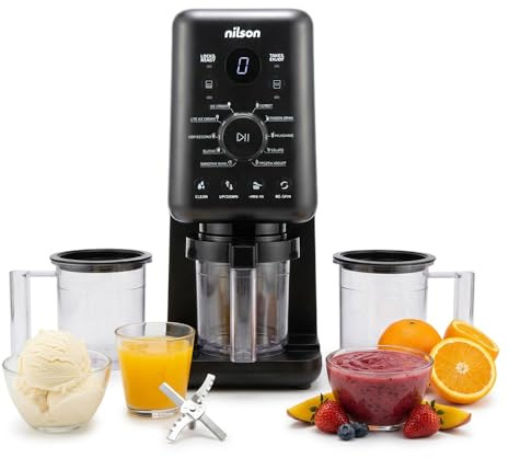 Nilson Life Máquina Heladera Ice Cream Maker, 14 Niveles para Granizados Bebidas Frías y Helados en Casa, Display LED, Función Mix-In, NIC800M3T, Gran Capacidad, Fácil Limpieza, Negro