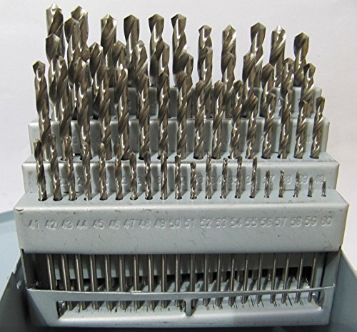 RDGTOOLS 60 Piece Wire Gauge Size Drill Set 1-60 Drills