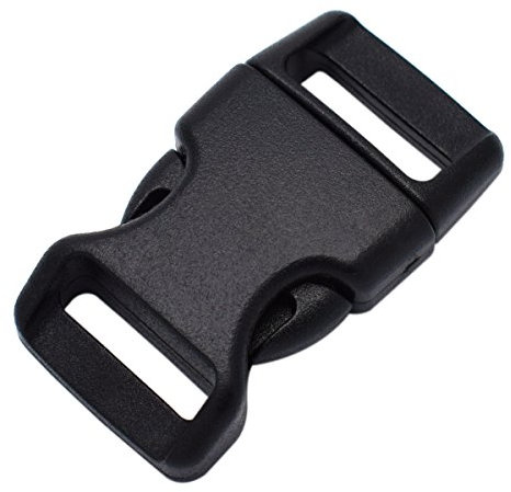 15 mm Kunststoff-Schnallen, Gebogene Seitenschnallen für Paracord-Armbänder, schwarz, 1,6 cm Verschluss, Schwarz, 10er-Pack