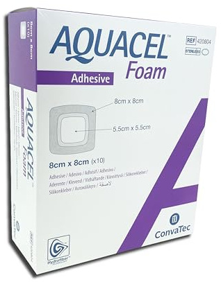 Aquacel Foam Adhäsiv, 8x8 cm, Shaumverband (10 stück)