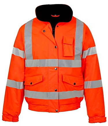 Kapton Hi Viz High Vis Visibility Bomber Jacket Work Coat Security Jacket Waterproof (Orange, M)