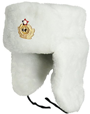 Mütze Weiß Schapka Uschanka Wintermütze Russische Marine - Größe XXL (EU)