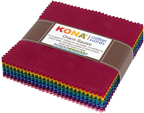 Kona Cotton Solids 85-teiliges Patchwork-Set CHS-694-85 Dark Patchwork-Set – Rot, Lila, Pink, Blau, Grün, Gelb – 12,5 x 12,5 cm