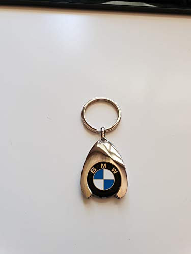 Porte-clés BMW original avec jeton de caddie chromé, qualité supérieure, chrom
