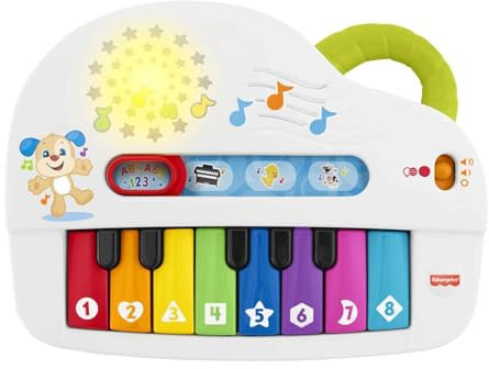 Fisher-Price Piano Juega y aprende, Juguete Musical para bebé +6 Meses (Mattel GFK00)