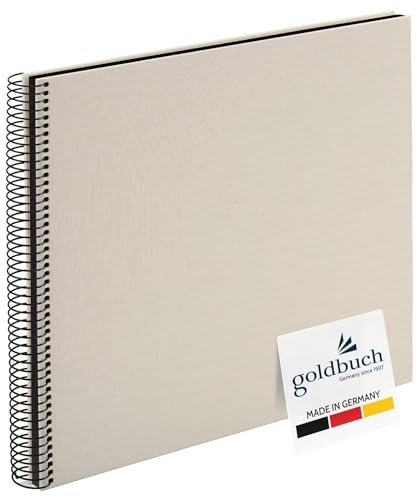 goldbuch 25 523 Spiralalbum Bella Vista, Foto Album 35 x 30 x 1,5 cm - Spirale ⌀ 2,8 cm, Fotoalbum, 40 schwarze Seiten, Erinnerungsalbum Leinen, Fotobuch für Bilder und Fotos zum Einkleben, Sandgrau