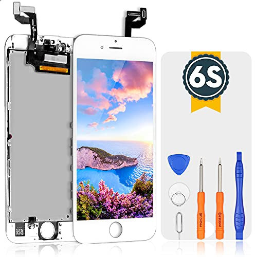 Bokman Écran tactile LCD pour iPhone 6s Blanc, Vitre Tactile avec Kit de Réparation