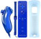 COOLEAD - Mando a Distancia 2 en 1 para Wii y Wii U Motion Plus, Mando a Distancia para Wii y Wii U con Funda de Silicona y Correa de muñeca Azul Azul Oscuro