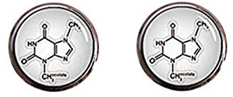 Death Devil Kunstbild Manschettenknöpfe, Biochemie Manschettenknöpfe, Schokoladenmolekül, Theobromin Biologie Chemie, Benutzerdefinierte Element Formel Manschettenknöpfe, Chemische Formel