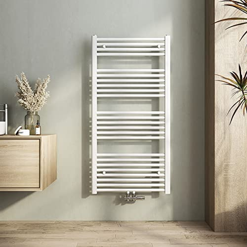 Heilmetz Weiß Badheizkörper 600 x 1200 mm Handtuchtrockner 598 Watt Leistung Heizkörper Bad Mittelanschluss Handtuchheizkörper