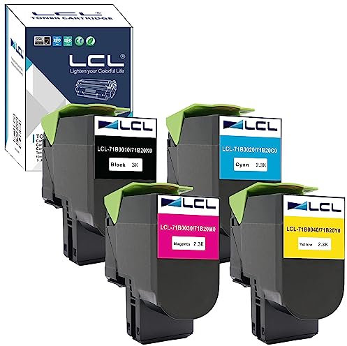 LCL Kompatibel Tonerkartusche 71B0010 71B0020 71B0030 71B0040 71B20K0 71B20C0 71B20M0 71B20Y0 CS317dn CX317dn CS417dn CX417de CS517de CX517de (1Schwarz 1Cyan 1Magenta 1Gelb) Ersatz für Lexmark