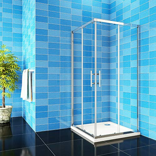 Aica Sanitär Duschkabine Eckeinstieg 100x70x185cm Duschabtrennung Schiebetür Echtglas Duschtür 6mm glas Höhe 185cm