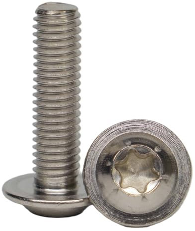 AGBERG - Lot de 10 vis à tête bombée M10 x 45 avec bride et six pans creux (TX) - Vis à tête plate [10 pièces] en acier inoxydable A2 V2A, inoxydable - ISO 7380-2