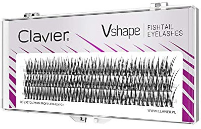 Clavier Künstliche Wimpern in Büscheln V-Shape Fishtail, Längen 8 mm | Fishtail Wimpern, Kardashian Effect | Natürlich aussehend, für einen einmaligen 3D-Effekt