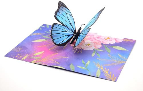 Schmetterling Pop Up Karte Schmetterling 3D Karte Blau Morpho Schmetterling Grußkarten Karte für Mama Karte für Frau Jubiläum Pop Up Karten