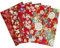 aufodara 5er Baumwollstoff Meterware 50x50 cm Japanische Stil gedruckt Blumen Gold Muster Bronzing Stoffpaket Patchwork Baumwolle Stoffe zum Nähen Quilten DIY Artcraft Handarbeit (Rot)