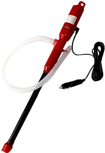 ihreesy 12V Liquid Transfer Pump, Portable Power Fuel Transfer Pump with Cigartte Socket Flexible Suction Tube Hand Transfer Pump for Gas Water Oil,Red