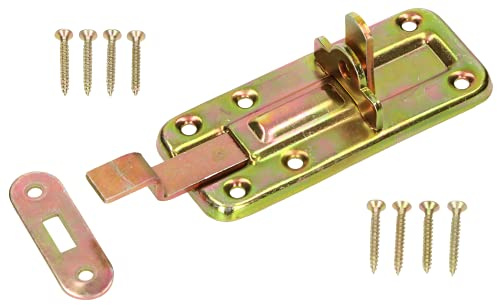 KOTARBAU® Schlossriegel gekröpft 100mm mit Schließblech für Türen Galvanisch Gelb Verzinkt Universal