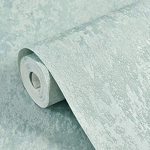MEAIHOME Retro American Pastoral Style Plain Solid Non-Woven 3D Bedroom Living Room TV Background Non-Pasted Matching Models Wallpaper Light Blue 1.73'W x 32.8'L