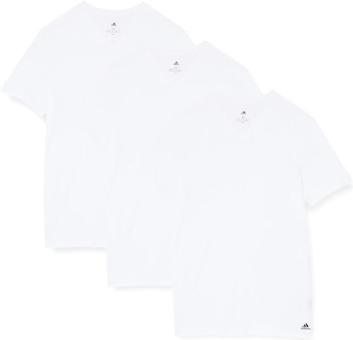 Adidas Herren kurzarm Unterhemd (3er Pack) V- Ausschnitt T- Shirt (Gr. S - 3XL) , Weiß, XL