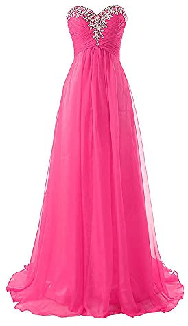 yhfshop Robe de Bal Robes de Demoiselle d'honneur Longue en Mousseline de Soie Une Ligne Robes de soirée Robes de soirée Formelles Robe de Bal-Rose Red_52