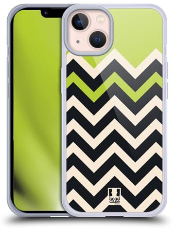 Head Case Designs Verde Lime Chevron A Blocchi di Colore Custodia Cover in Morbido Gel Compatibile con Apple iPhone 13