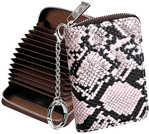 FurArt Credit Card Wallet, Zipper Card Cases Holder for Men Women, RFID Blocking, Keychain Wallet, Compact Size