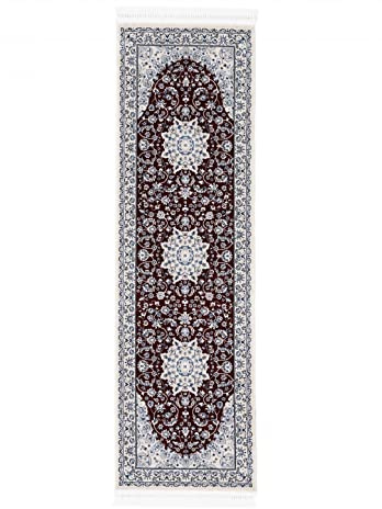 carpetfine Orientteppich Nain Diane Rot 80x600 cm Läufer | Tradtioneller Teppich für Schlaf- und Wohnzimmer