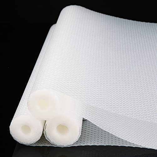 GOYADA Lot de 3 Rouleaux Tapis Fond de Tiroir Antiderapant, 40 x 200CM Tapis de Frigo Cuisine Transparent Non-adhésif, EVA Protection Tiroir Cuisine pour Placard Etagere Frigo l'évier