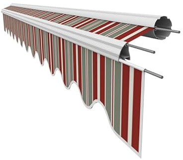 Leudus Markisenstoff mit Volant für 6 x 3,5 m Markisen-Ersatzstoff Markisentuch Markisenbespannung Markisentuch Sonnenschutz fertig genäht Maß Tuch 5,83 x 3,5 m Volant 5,83 x 0,21 m Design SPD036