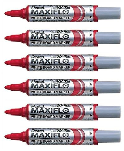 PENTEL Maxiflo MWL5M Whiteboard-Marker, Rot, 6 Stück