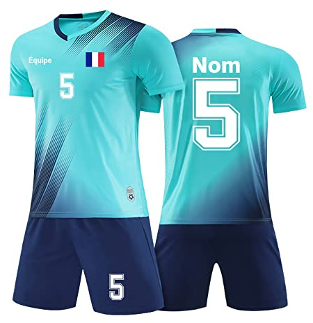 LAIFU Maillot Football Personnalisé Enfant Adulte Ensemble Foot Peut Être Personnalisé avec Votre Nom Numéro Équipe Logo
