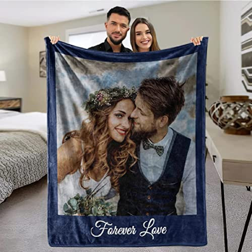 ZQYMM Personalisierte Decke Mit Foto Und Text Fotodecke Personalisierte Kuscheldecke Geschenke Für Geburtstage, Feiertage, Jubiläen Geschenk Für Mama, Papa, Kind, Haustier, Freund, Liebhaber,1 Foto