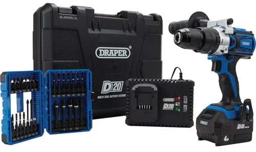 Draper PTKD20/OCT/1 D20 20v Cordless Brushless Combi Drill Kit 1 x 4ah Li-ion