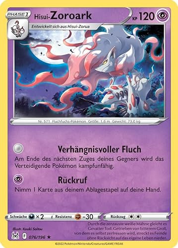 Hisui-Zoroark 076/196 - Ultra Rare - Verlorener Ursprung - Deutsch + Heartforcards® Toploader