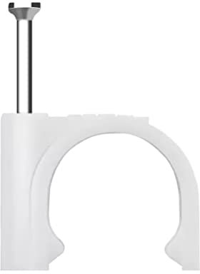 BOUACOUA Grapas para Cables Redondo, Grapas Cable Pared con Clavos 8mm (100 pcs)