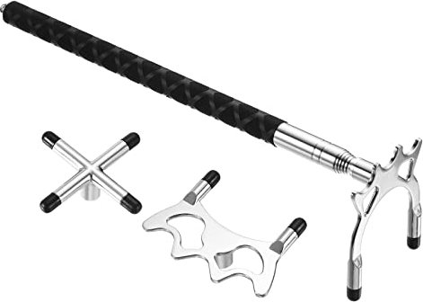 PATIKIL Einziehbar Billard Queue Stock Brücke Silikon Billardqueue Zubehör mit 3 Abnehmbar Messing Brücke Kopf für Schwimmbad Tisch Wettbewerb Silber