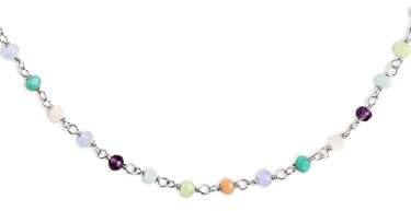 SINGULARU - Collar Crystals Colors Plata. Colgante en Plata de Ley 925 con Acabado Baño de Rodio. Cadena de Talla Unica Joyas para Mujer