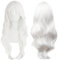 Colorfulpanda 70 cm lange Weiß gewellte cosplay perücke für frauen, volles haar mit pony lange lockige synthetische perücke für mädchen, anime Cosplay Halloween kostüm party Perücke