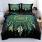 YUTNSAN Bettwäsche 135x200cm Traumfänger Grün Feder Muster Mädchenbettwäsche Kinderbettwäsche Set 2 Teilig Mikrofaser Schwarz Boho Exotisch Bettbezug mit Kissenbezug 80x80cm