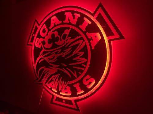 Scania LED-Schild 50x50cm - Zubehör Mit Einstellbarer Lichtleistung - Greif LED-Rückwandschild