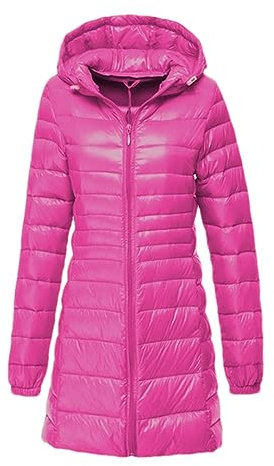Hdhdeueh Piumino Lungo Ultraleggero da Donna Caldo Piumino Leggero Antivento Rose L