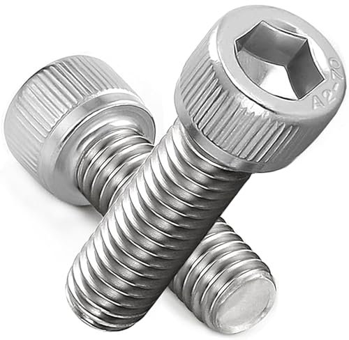 AMLOOPH M3 Screws, M3 X 5mm Allen Socket Head Cap Screws/Bolts - 3mm Diameter Fully Threaded M3 Bolts 5mm A2 Stainless Steel Long Hex Socket Bolt Coarse (Pack Of 20)