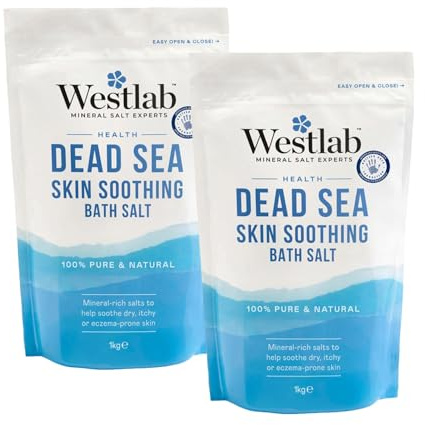 Westlab Health Dead Sea Bath Salts 1kg (2 Pack) | Help Soothe and Calm Dry, Irritated Skin, Help to Protect the Skin’s Natural Barrier, 100% Natural Mineral-rich Salt