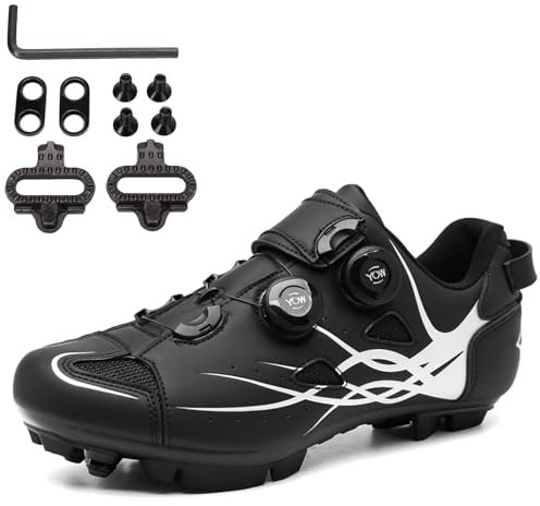 PENXZT Herren Damen Radschuhe Rennradschuhe MTB Fahrradschuhe kompatibel mit SPD 2 Schrauben mit Cleats, Reitschuhe Schuhen Cycling Shoes,A,38 EU
