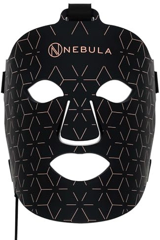 Nebula Masque LED Visage Luminothérapie - Masque Visage LED Avec Lumière Rouge, Bleue, Jaune, Infrarouge - Masque Luminothérapie Visage Ajustable Et Rechargeable USB - Masque Facial LED Portable Noir
