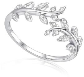 Silver Plated Rings for Women -Open Ring Collection, Adjustable Personalised Finger Wrap Around Leaves & Women's Silver Plated Rings, Suitable Gifts for Ladies and Girls