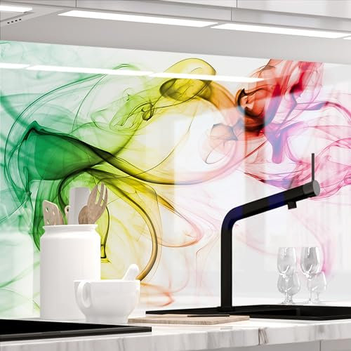 StickerProfis Küchenrückwand selbstklebend Glasoptik - BUNTER Rauch - 1.8mm, Versteift, alle Untergründe, Hart PET Material, Premium 60 x 500cm