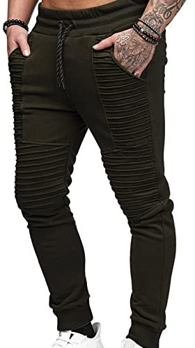 Prime Deals of The Day Today Only Herren Hose Jogger Chino Men 's lässige Men' s Casual Mid Taille Pleated Track Bundle elastische Lace-up-Trainingshose